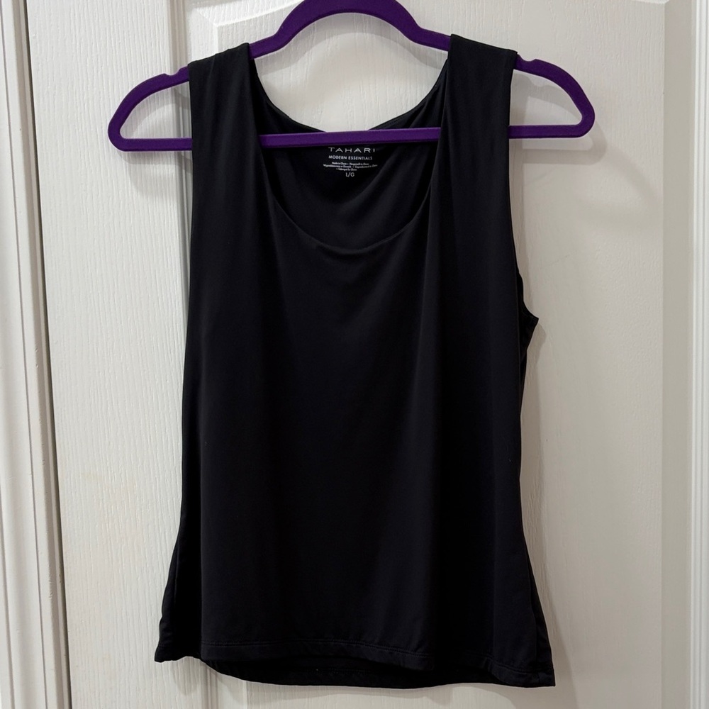 Tahari Black Scoop Neck Tank Top